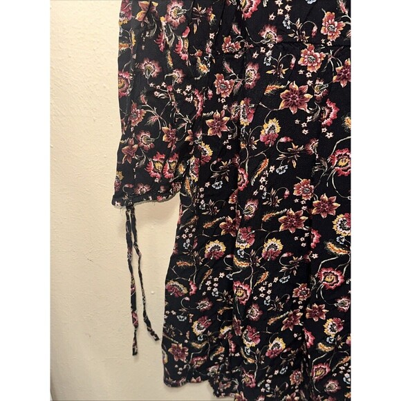 Floral Print Dress‎ Long Sleeve Black Bohemian Mini or Tunic - Picture 3 of 7